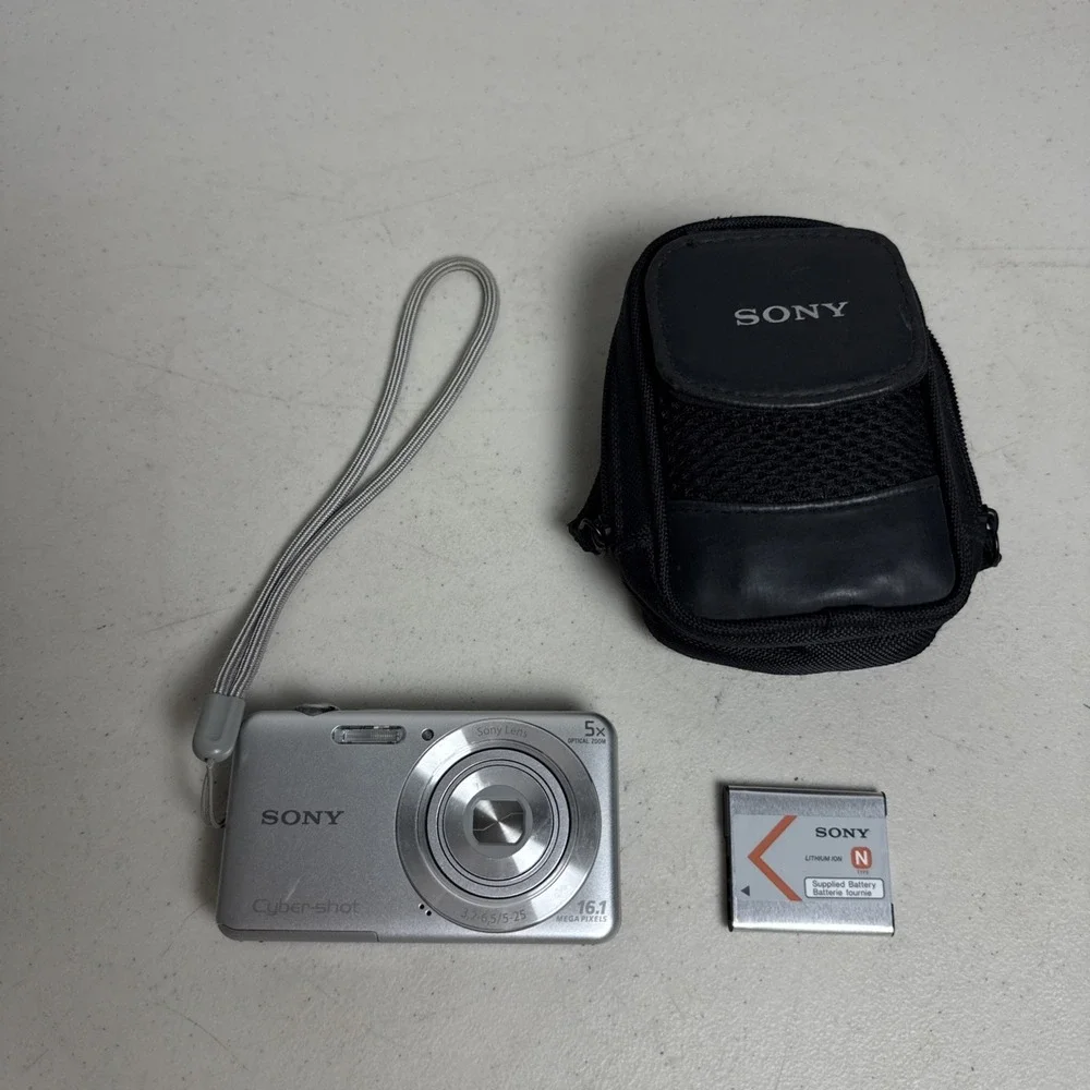 Sony Cyber-shot DSC-W710 Silver Digital Camera 16.1MP 5x Zoom w/ Battery & Bag